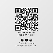QR-code Zwarte Menu Logo Contactloos Modern Café Raamsticker (Vel)