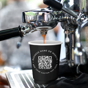 QR-code - Zwarte Moderne minimale zakelijke promot Papieren Bekers