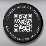 QR-code | Zwarte Moderne Minimalistische Ronde Magneet<br><div class="desc">Een eenvoudige sjabloon van de douane zwarte QR-codemagneet in een moderne,  minimalistische stijl die eenvoudig kan worden bijgewerkt met uw QR-code,  bedrijfsnaam of website en aangepaste tekst,  zoals scannen naar.. #QRcode #magnet #business</div>