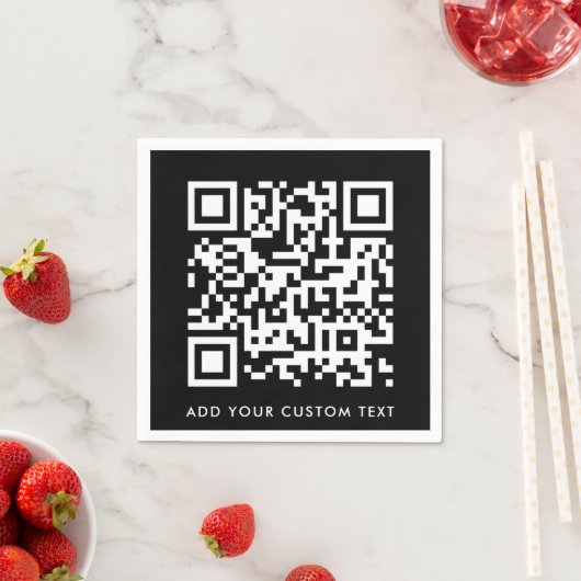 QR-code | Zwarte, stijlvolle, moderne minimalistis Servet (Insitu)