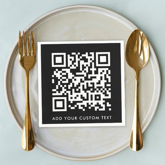 QR-code | Zwarte, stijlvolle, moderne minimalistis Servet