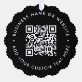 QR-code | Zwarte zakelijke moderne Kerstmis Ornament Kaart (Achterkant)