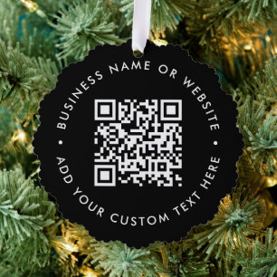 QR-code Zwarte zakelijke moderne Kerstmis Ornament Kaart