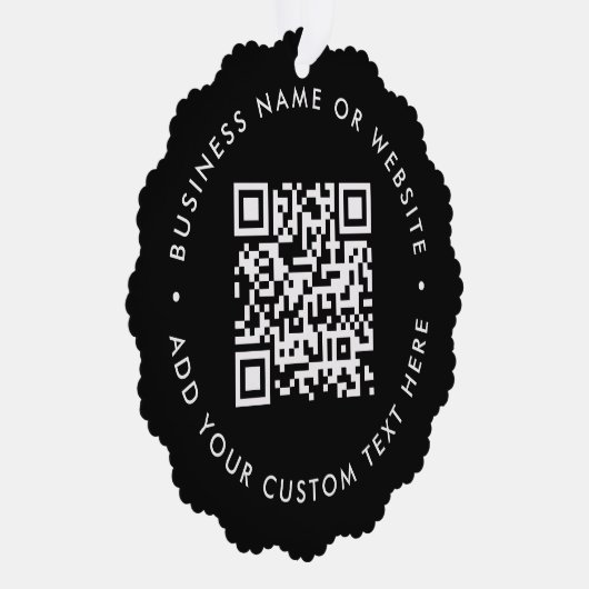 QR-code | Zwarte zakelijke moderne Kerstmis Ornament Kaart (Rechts)