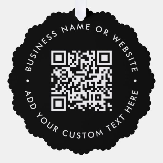 QR-code | Zwarte zakelijke moderne Kerstmis Ornament Kaart (Voorkant)