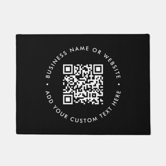 QR-code | Zwarte Zaken Modern Minimale Welkom Deurmat (Voorkant)