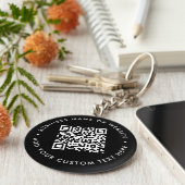 QR-code | Zwarte Zaken Moderne begrotingsronde Sleutelhanger (Zijkant)