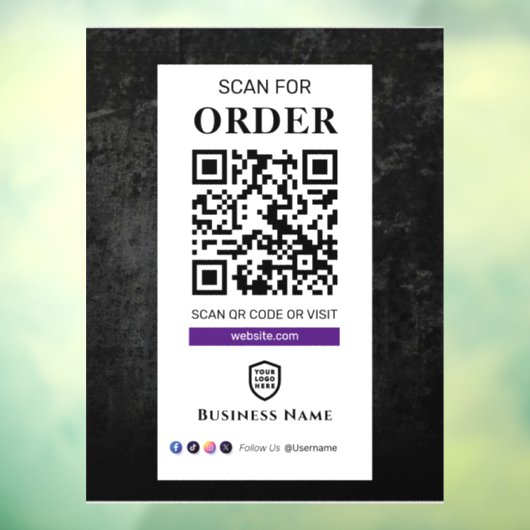 QR-codeaftasten aan orde | Restaurant Café Raamsticker (Vel 3)