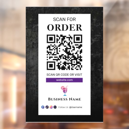QR-codeaftasten aan orde | Restaurant Café Raamsticker (Vel 2)