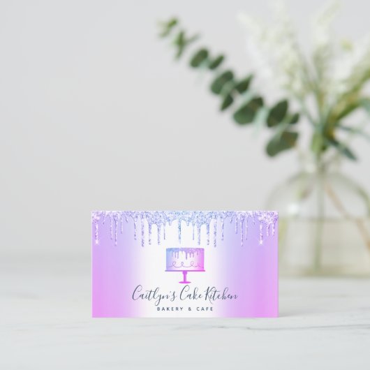 QR-codebakkerij bedekking Paarse glitterschijven d Visitekaartje (Staand voorkant)