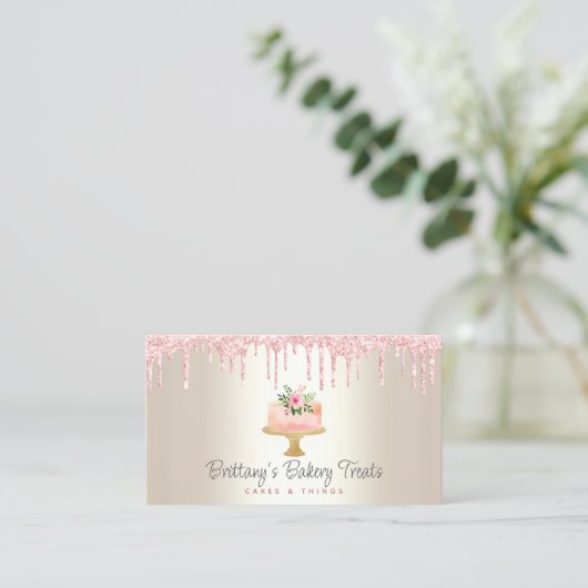 QR-codebakkerij Blush roze Cake Glitter Drivers Go Visitekaartje (Staand voorkant)