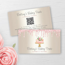QR-codebakkerij Blush roze Cake Glitter Drivers Go Visitekaartje
