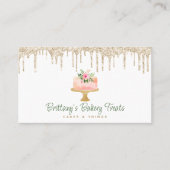 QR-codebakkerij Blush roze Cake Gold Glitter Drive Visitekaartje (Voorkant)