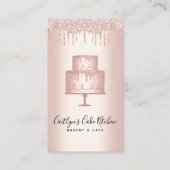 QR-codebakkerij Roos Gold Glitter Drip Dessert Visitekaartje (Voorkant)