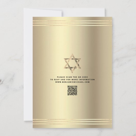 QR-codebalk Mitswa Black Gold Script Tallit vet Kaart (Achterkant)