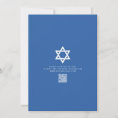 QR-codebalk Mitswa Navy Silver Tallit Bold Script Kaart (Achterkant)