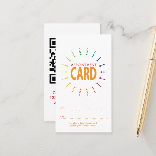 qr codebenoeming regenbowBurst Afsprakenkaartje (Voorkant / Achterkant in situ)