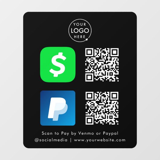 QR-codebetaling | CashApp Paypal Scan om te betale Raamsticker (Vel)