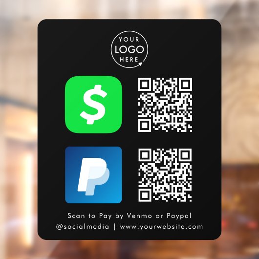 QR-codebetaling | CashApp Paypal Scan om te betale Raamsticker (Vel 2)