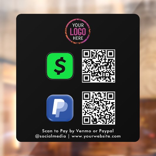 QR-codebetaling | CashApp Paypal Scan om te betale Raamsticker (Vel 2)