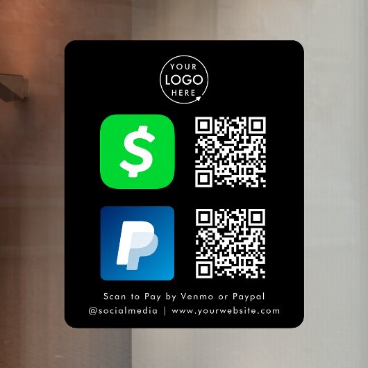 QR-codebetaling | CashApp Paypal Scan om te betale Raamsticker