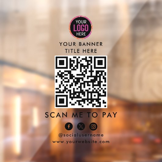 QR-codebetaling | Scan om het bedrijfslogo te beta Raamsticker (Vel 2)