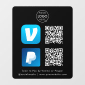QR-codebetaling | Venmo & Paypal Scan om te betale Raamsticker (Vel)