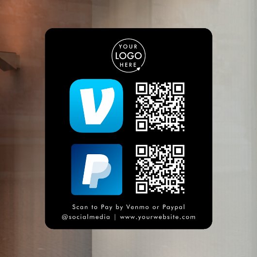 QR-codebetaling | Venmo & Paypal Scan om te betale Raamsticker