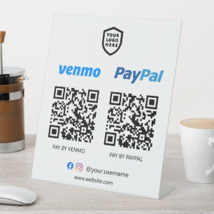 QR-codebetaling Venmo & Paypal Scan om te betale Reclamebord Met Voetstuk