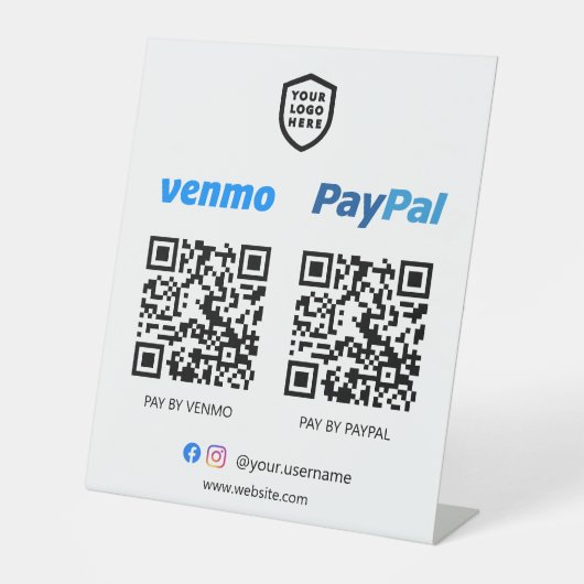 QR-codebetaling | Venmo & Paypal Scan om te betale Reclamebord Met Voetstuk (Voorkant)