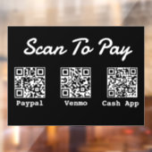 QR-codebetaling | Venmo Paypal Scan om te betalen Raamsticker (Vel 2)
