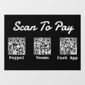 QR-codebetaling | Venmo Paypal Scan om te betalen Raamsticker (Vel)