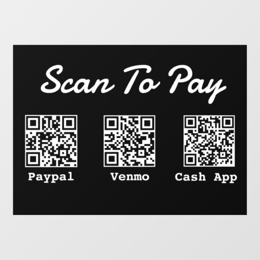 QR-codebetaling | Venmo Paypal Scan om te betalen Raamsticker (Vel)