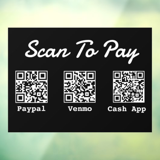 QR-codebetaling | Venmo Paypal Scan om te betalen Raamsticker (Vel 3)