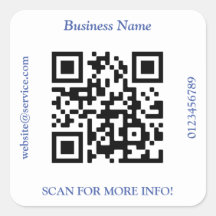 QR-codebus. Naam Website Promo, Blauwe tekst