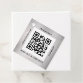 QR-codebus. Naam Website Promo, geborsteld zilver Bedankjes Labels (In situ)