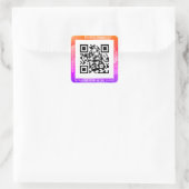 QR-codebus. Naam Website Promo, Geometric/Paars Vierkante Sticker (Tas)