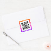 QR-codebus. Naam Website Promo, Geometric/Paars Vierkante Sticker (Envelop)