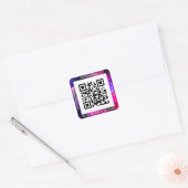 QR-codebus. Naam Website Promo, Geometric/Paars Vierkante Sticker (Envelop)