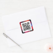 QR-codebus. Naam Website Promo, Geometric/White Vierkante Sticker (Envelop)