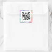 QR-codebus. Naam Website Promo, Iridescent Vs 2 Vierkante Sticker (Tas)
