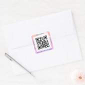 QR-codebus. Naam Website Promo, Iridescent Vs 3 Vierkante Sticker (Envelop)