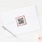 QR-codebus. Naam Website Promo, Pensed Roos Gold Vierkante Sticker (Envelop)