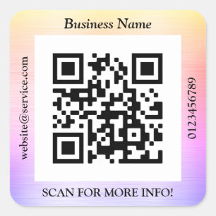 QR-codebus. Naam Website Promo, penseelregenboog Vierkante Sticker