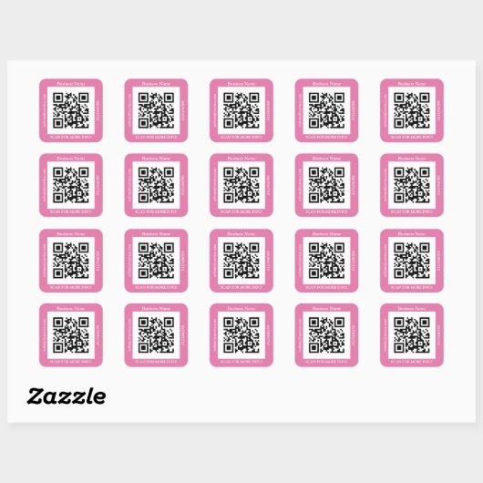 QR-codebus. Naam Website Promo, Roze Vierkante Sticker (Vel)