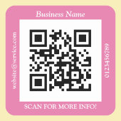 QR-codebus. Naam Website Promo, Roze Vierkante Sticker