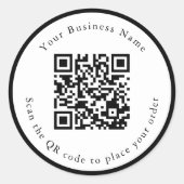 QR-codecafé/sticker van het bedrijfstabelmenu Ronde Sticker (Voorkant)