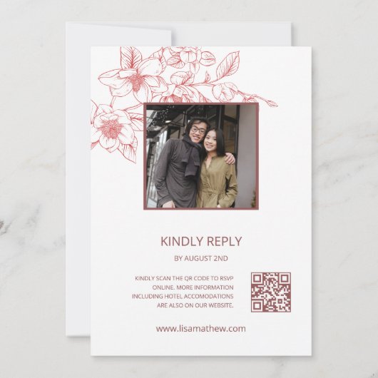 QR-codefoto | Dusty Roze Wit Bruiloft Kaart (Achterkant)