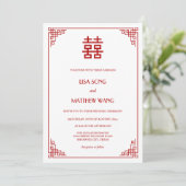 QR-codefoto | Rood Witte Chinese Bruiloft Kaart (Staand voorkant)