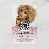 QR-codefoto | Roos Gold Glitter Diamond Loyalty Visitekaartje (Voorkant)